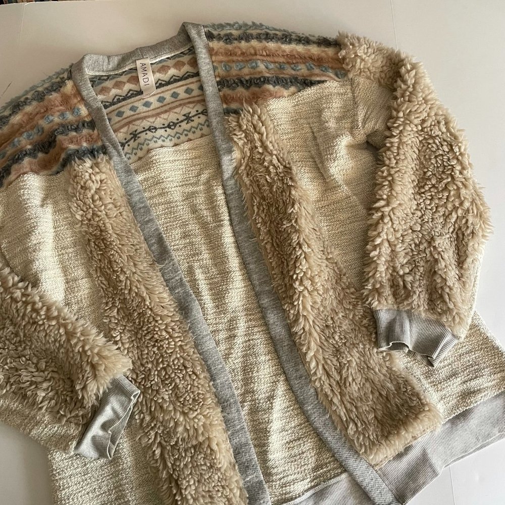 Amandi Mixed Media Sherpa Cardigan